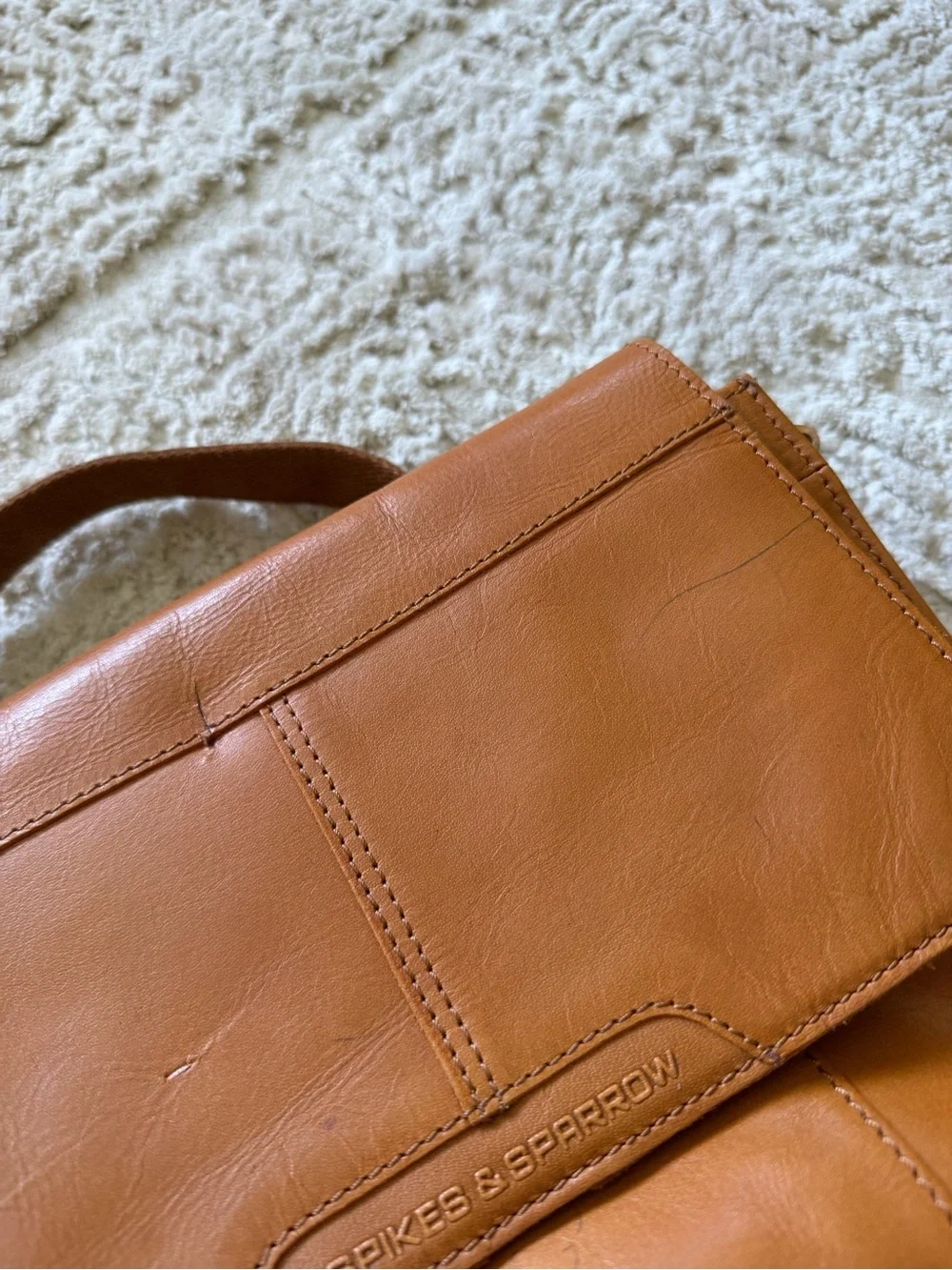 Spikes & Sparrow brown leather messenger bag